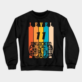 Level 11 Unlocked Video Game 11th Birthday Gamer Boys Crewneck Sweatshirt